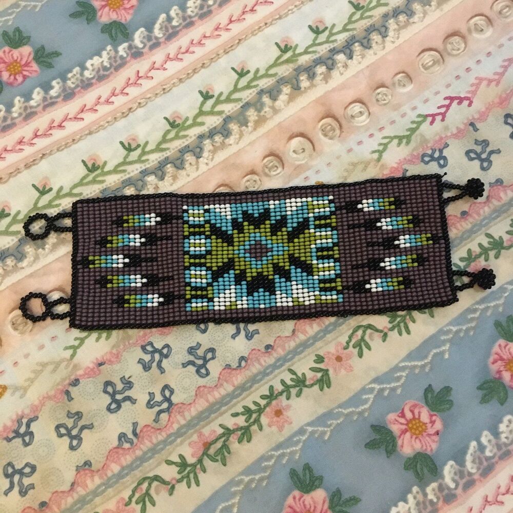 All beaded bracelet purple green blue white new